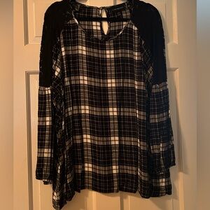 Lane Bryant Black and White Plaid Blouse